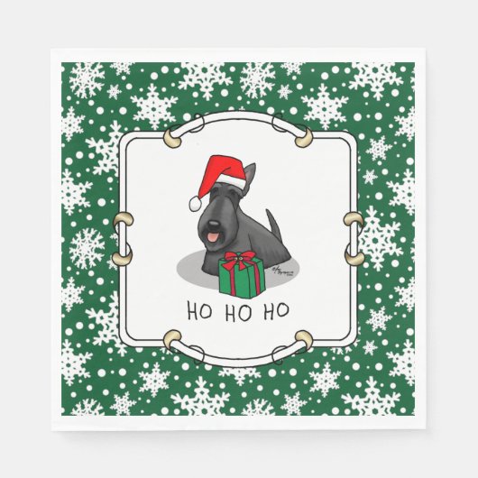Serviette En Papier Noël Santa Hat Scottish Terrier (noir) mignonne (Devant)