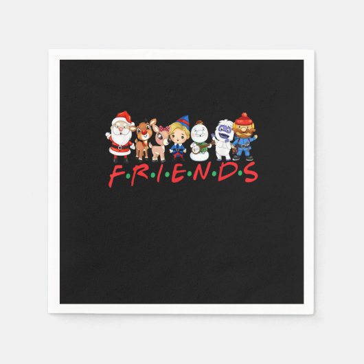 Serviette En Papier Noël Santa Rudolph Snowman Family Xma (Devant)