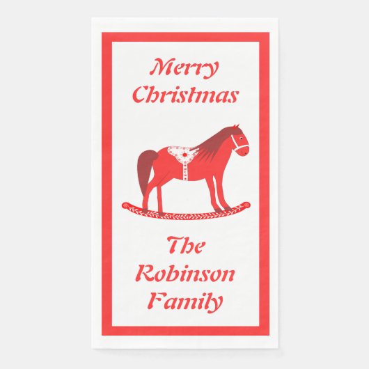 Serviette En Papier Noël scandinave Cheval Rocse Custom (Devant)