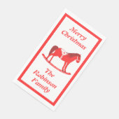 Serviette En Papier Noël scandinave Cheval Rocse Custom (Coin)