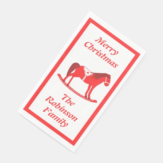 Serviette En Papier Noël scandinave Cheval Rocse Custom (Coin)