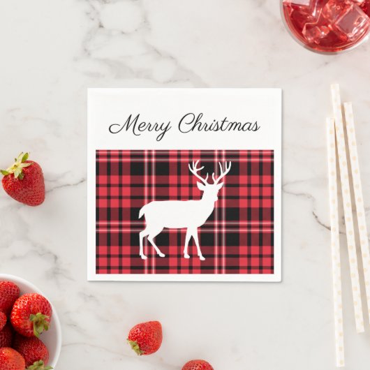 Serviette En Papier Noël Scottish Red Tartan Plaid Motif Stade (En situation)