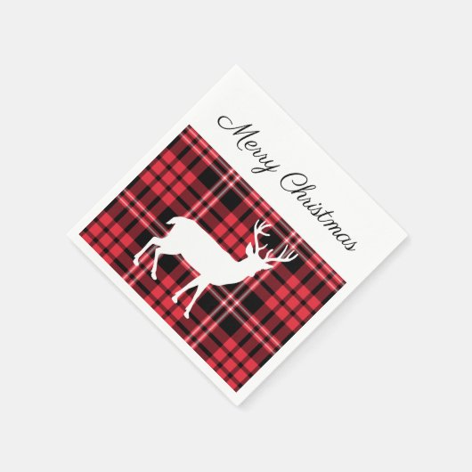 Serviette En Papier Noël Scottish Red Tartan Plaid Motif Stade (Coin)