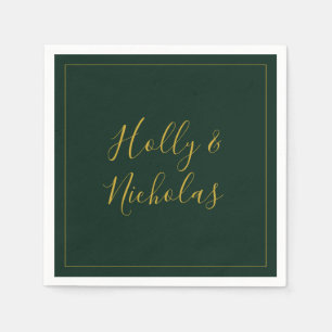Serviette En Papier Noël simple et élégant   Serviettes Mariages verte