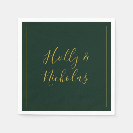 Serviette En Papier Noël simple et élégant | Serviettes Mariages verte (Devant)