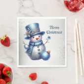 Serviette En Papier Noël Snowman Élégant Vacances d'hiver (En situation)