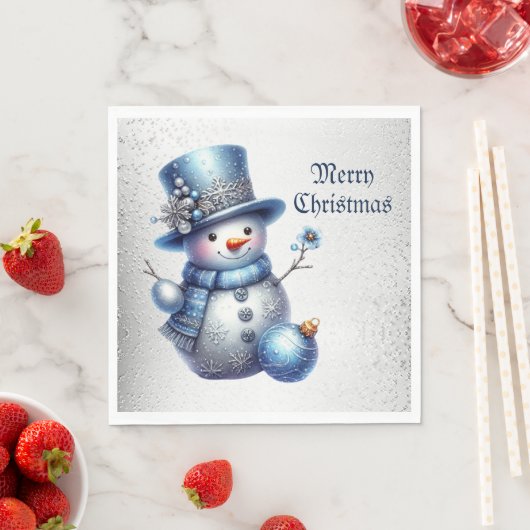 Serviette En Papier Noël Snowman Élégant Vacances d'hiver (En situation)