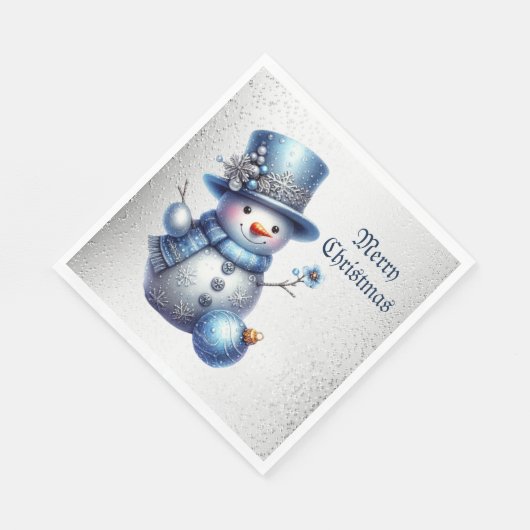 Serviette En Papier Noël Snowman Élégant Vacances d'hiver (Coin)