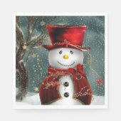 Serviette En Papier Noël Snowman Red Casquette & Veste neige (Devant)
