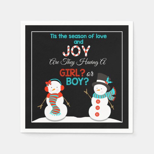 Serviette En Papier Noël Snowman Révélation de genre serviettes (Devant)