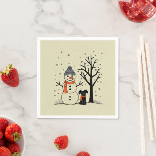 Serviette En Papier Noël Snowman Xmas Chien hiver