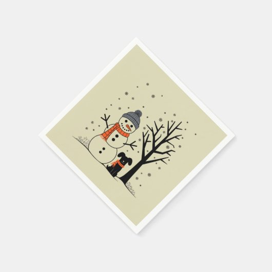 Serviette En Papier Noël Snowman Xmas Chien hiver (Coin)