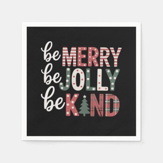 Serviette En Papier Noël Sois gentil Enseignant Joyeux Noël Arbre Joll (Devant)