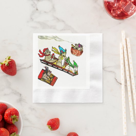 SERVIETTE EN PAPIER NOËL SOMMEIL DE MICE (En situation)