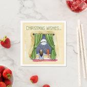 Serviette En Papier Noël Souhaite Mignonne Enfant & Kitty Chat Noël (En situation)