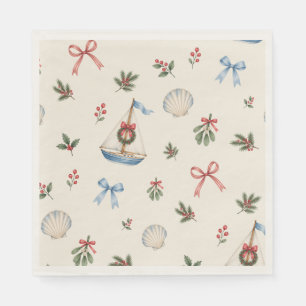 Serviette En Papier Noël sur la côte : Voile et rubans de fête