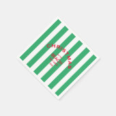 Serviette En Papier Noël Sur La Plage Custom Green Cabana Stripe (Coin)