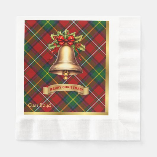 Serviette En Papier Noël Tartan Personnalisé Boyd (Devant)