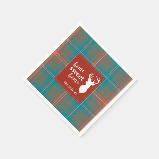 Serviette En Papier Noël Tartan Plaid Clan Wilson Personnalisé (Coin)