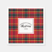 Serviette En Papier Noël Tartan Plaid Nom de famille Année (Devant)