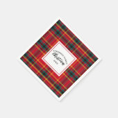 Serviette En Papier Noël Tartan Plaid Nom de famille Année (Coin)