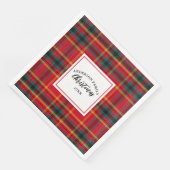 Serviette En Papier Noël Tartan Plaid Nom de famille Année (Coin)