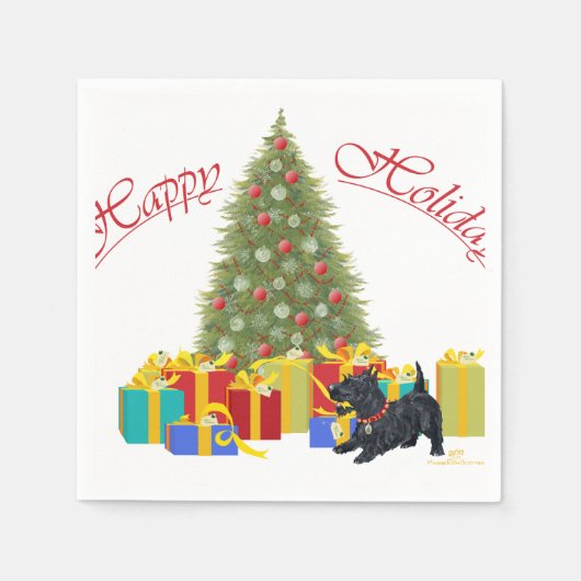 Serviette En Papier Noël Terrier Écossais (Devant)
