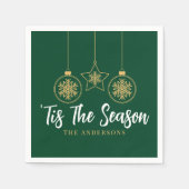 Serviette En Papier Noël 'Tis Season Vert Or, Blanc Famille (Devant)