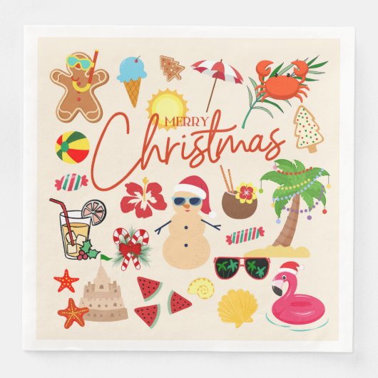 Serviette En Papier Noël tropical (Devant)