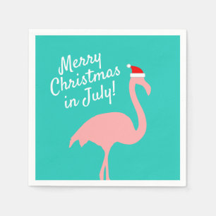 Serviette En Papier Noël tropical en juillet Père Noël fête de flaming