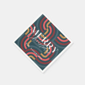 Serviette En Papier Noël Turquoise géométrique rétro-maximaliste (Coin)