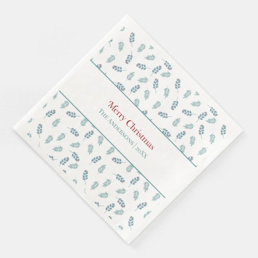 Serviette En Papier Noël turquoise Mistletoe (Coin)