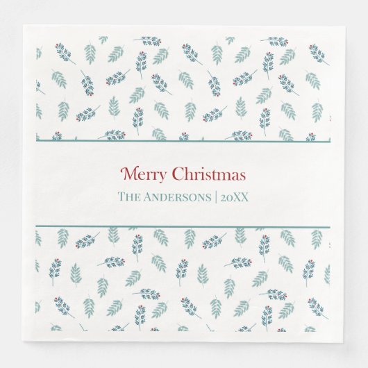 Serviette En Papier Noël turquoise Mistletoe (Devant)