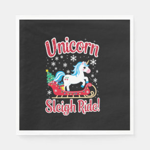 Serviette En Papier Noël Unicornes Sleigh Ride Joyeux Noël San