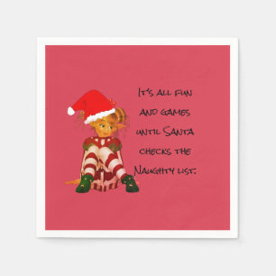 Serviette En Papier Noël Vacances amusant Citation Elf Rouge