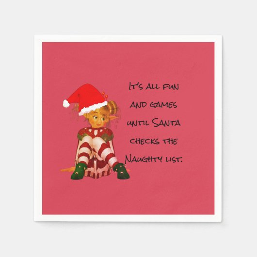 Serviette En Papier Noël Vacances amusant Citation Elf Rouge (Devant)