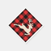 Serviette En Papier Noël Vacances Cerfs Antlers Rouge Noir En vichy (Coin)