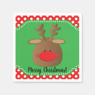 Serviette En Papier Noël Vacances Renne à pois Fête Personnalisé