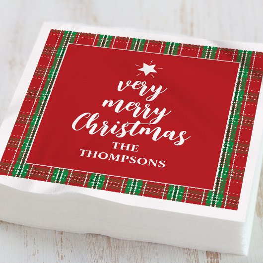 Serviette En Papier Noël Vacances Rouge Vert Vacances Plaid Mignonne