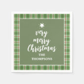 Serviette En Papier Noël Vacances Simple Vacances Vertes Plaid Mignonn (Devant)