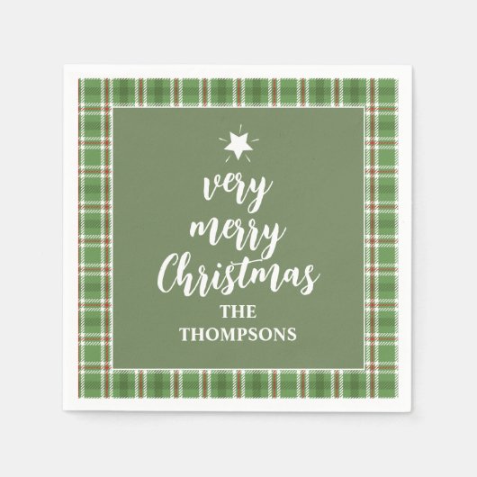 Serviette En Papier Noël Vacances Simple Vacances Vertes Plaid Mignonn (Devant)