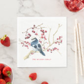 Serviette En Papier Noël Verdure w Oiseau - Vacances personnalisées (En situation)