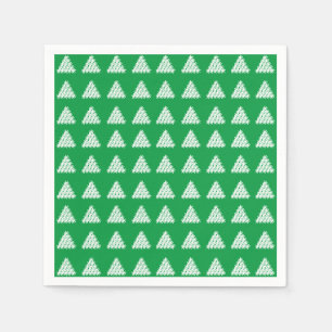 Serviette En Papier Noël Vert blanc neige Stars Papier Arbres