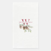 Serviette En Papier Noël Vert classique Rouge Monogramme (Devant)