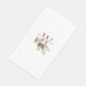Serviette En Papier Noël Vert classique Rouge Monogramme (Coin)