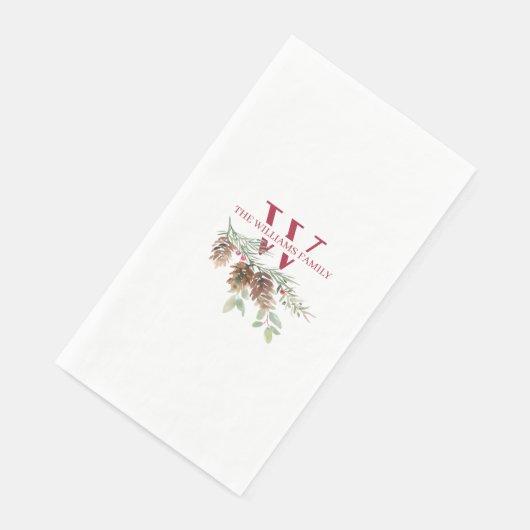 Serviette En Papier Noël Vert classique Rouge Monogramme (Coin)