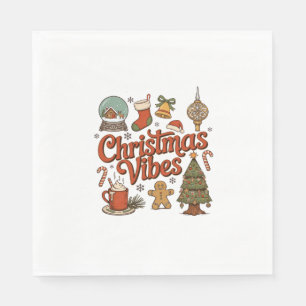 Serviette En Papier Noël Vibes Boule à Neige Bonhomme en Pain d'Épice