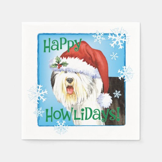 Serviette En Papier Noël Vieux anglais Sheepdog Naples (Devant)