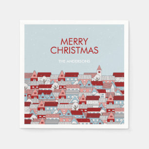 Serviette En Papier Noël Village Vacances Papier Napkin