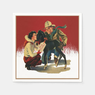 Serviette En Papier Noël Vintage de la Cowboy Cowgirl